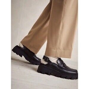 Kelsi Dagger Women’s Leather Bowery Slingback Lug Sole Shearling Loafers 9.5